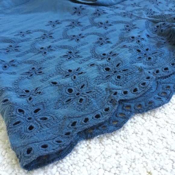 High waisted eyelet blue shorts - Picture 3 of 5